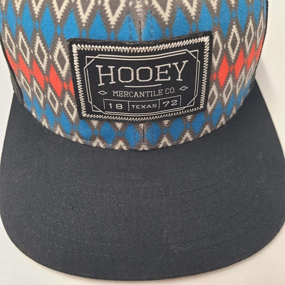 Hooey Hat Snapback Trucker‎ Mesh Black Blue Red Geometric Aztec Pattern Western - Picture 3 of 14